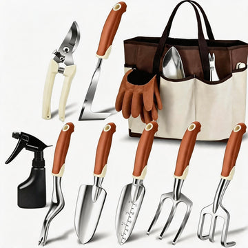 10-Piece Garden Tool Set with Gloves & Tote Bag