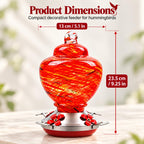 Red hummingbird feeder size guide approximately 5.1 inches wide and 9.25 inches high