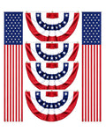 4th of July decorations combo set with four pleated fan flags and two hanging star stripe banners