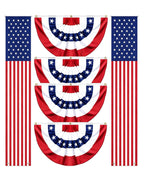 4th of July decorations combo set with four pleated fan flags and two hanging star stripe banners