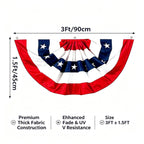 3 by 1.5 foot pleated fan flag with stars and stripes for patriotic outdoor decorating