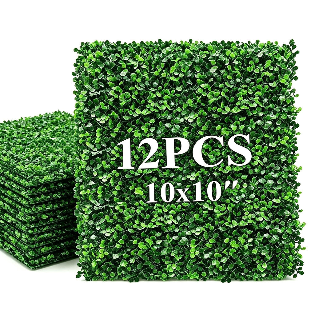 12 pack 10 by 10 inch artificial boxwood hedge wall panels for indoor outdoor decor