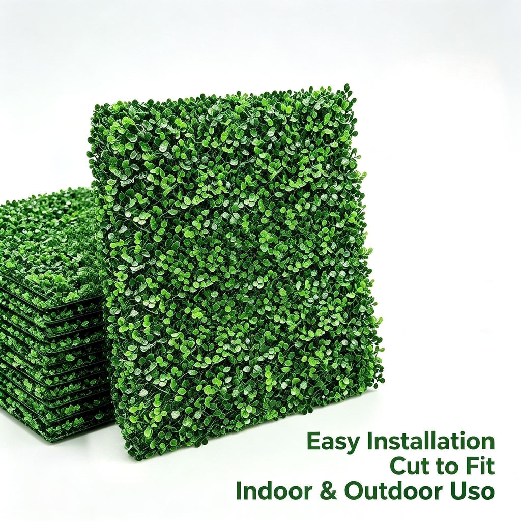 Cut to fit interlocking artificial greenery wall panels for indoor and outdoor use