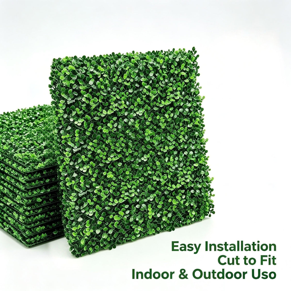 Cut to fit interlocking artificial greenery wall panels for indoor and outdoor use
