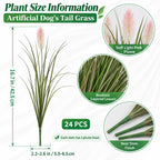 16.7 inch artificial dog tail grass stem size guide with layered green leaves