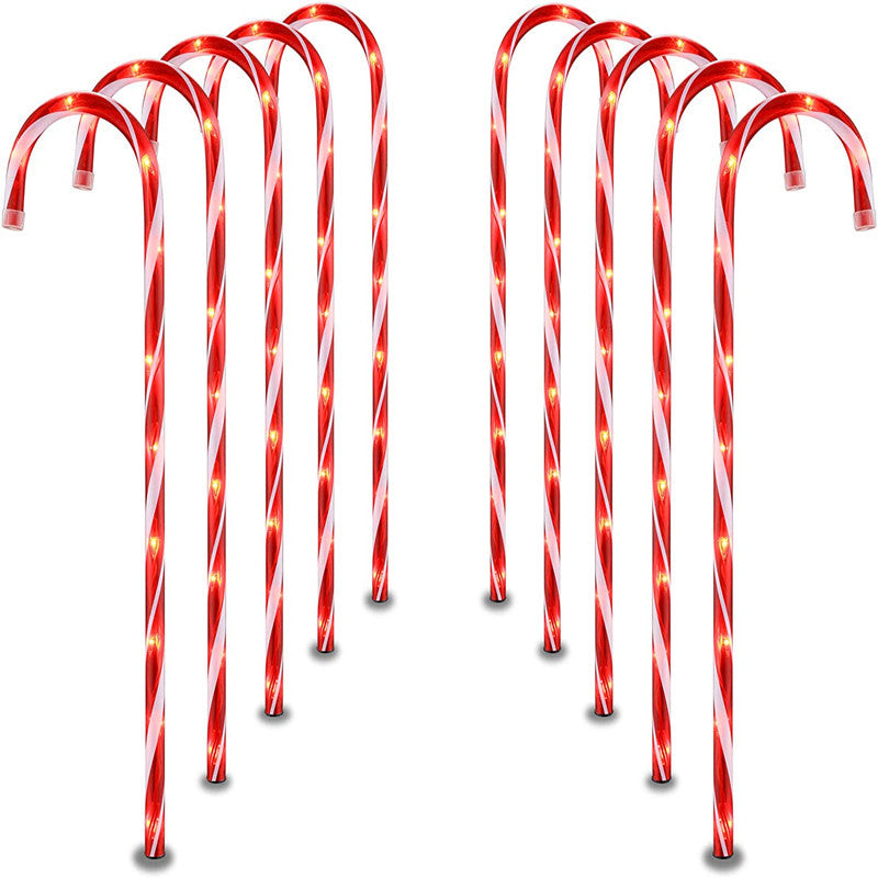 Pultio 10 pack red and white candy cane pathway lights for outdoor Christmas decorating