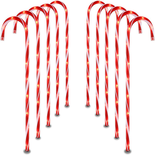 Pultio 10 pack red and white candy cane pathway lights for outdoor Christmas decorating