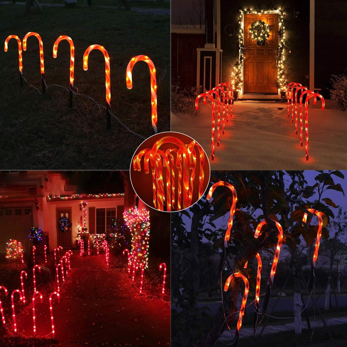 Plug in candy cane lights for walkways yards and outdoor Christmas displays