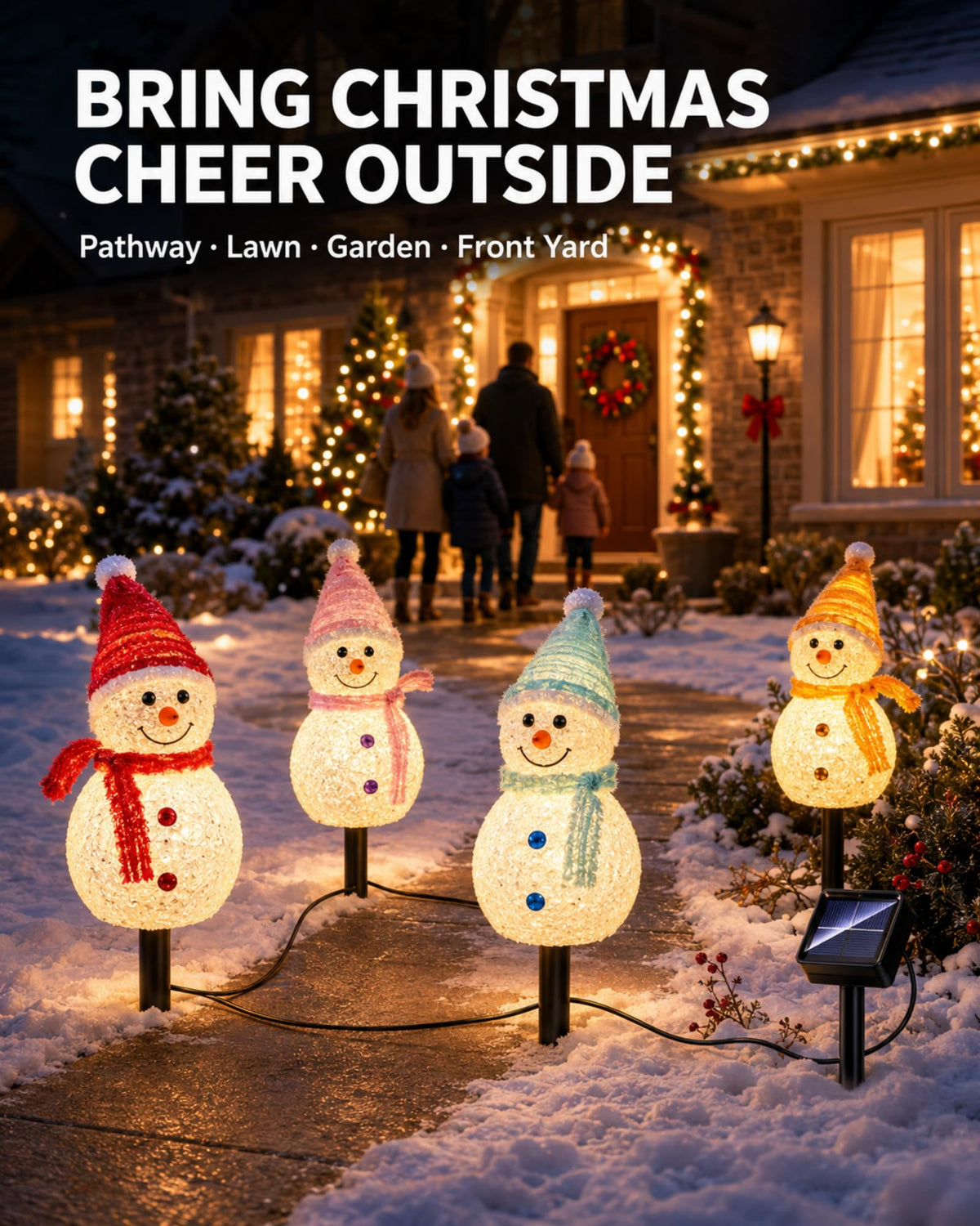 Christmas snowman solar pathway lights for lawn garden and front yard
