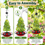 Easy assembly steps for Christmas tree shaped hummingbird feeder