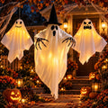 3 pack LED light up hanging Halloween ghosts for porch yard and tree decor