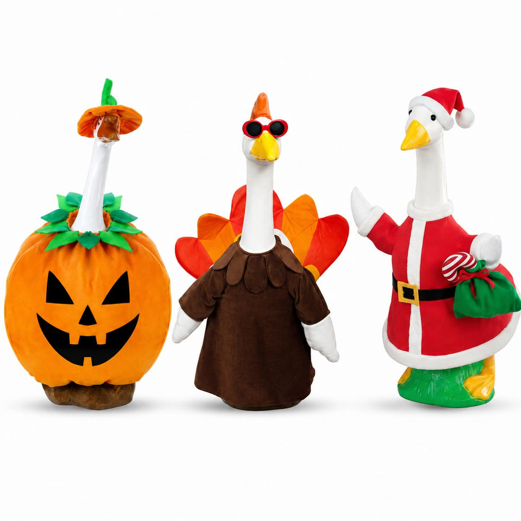 3 pack porch goose outfits for Halloween Thanksgiving and Christmas