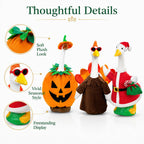 Porch goose costume details pumpkin turkey and Santa outfits