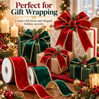 Velvet wired ribbon bows for Christmas gift wrapping