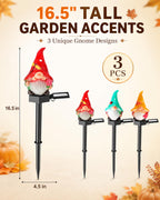 16.5 inch Thanksgiving gnome solar stake lights size guide for garden decor